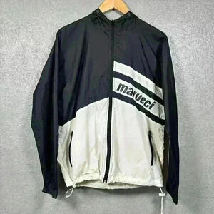 MARUCCI Retro Style 90s Zip Up Black White Baseball Windbreaker Men Small